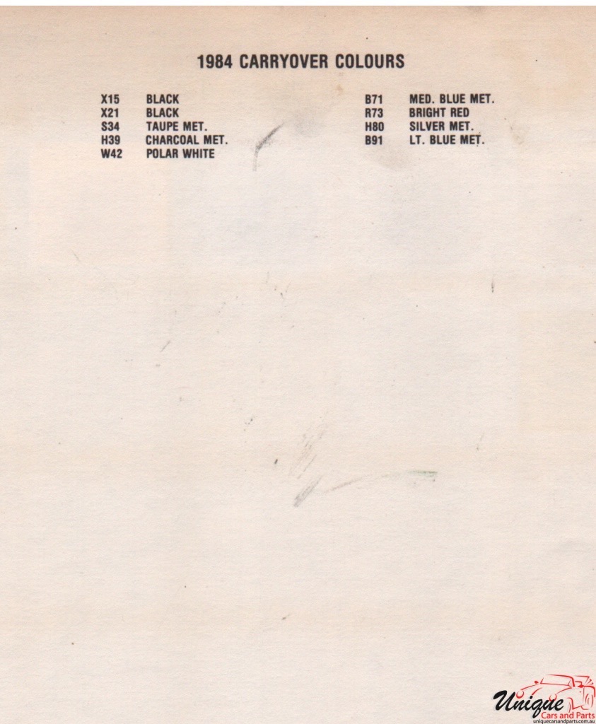 1984 Chrysler Paint Charts Import ECS 2